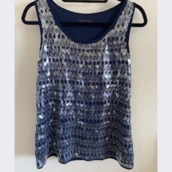 Never Worn!, Coldwater Creek Blue Sequence Formal Tank - Picture 2 of 4